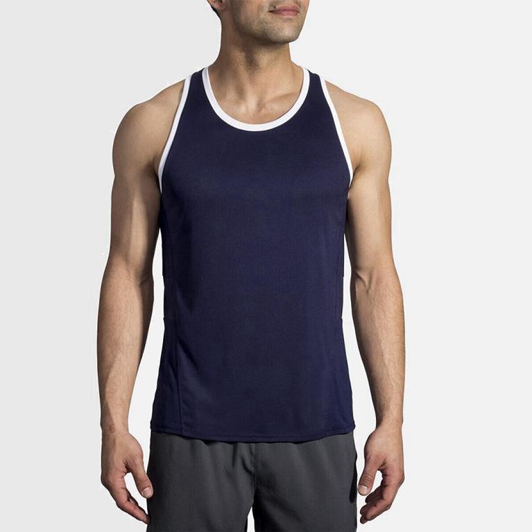 Brooks Men's Stealth Running Tank Top Singapore - Blue (36197-IZUB)